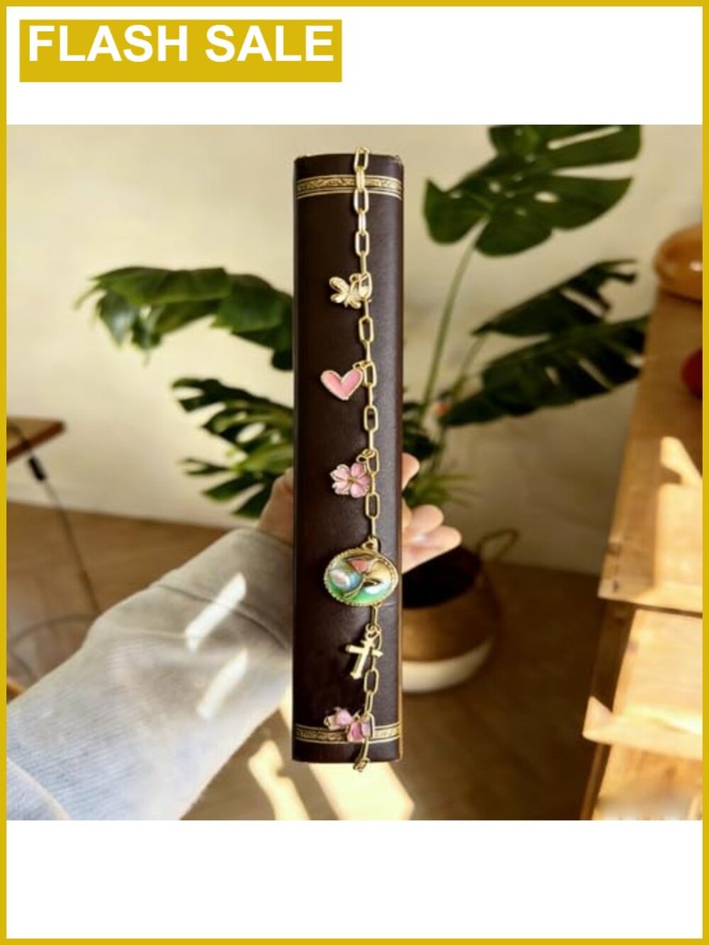 Bible Charm Chain 50cm Metal Alloy Enamel Bookmark